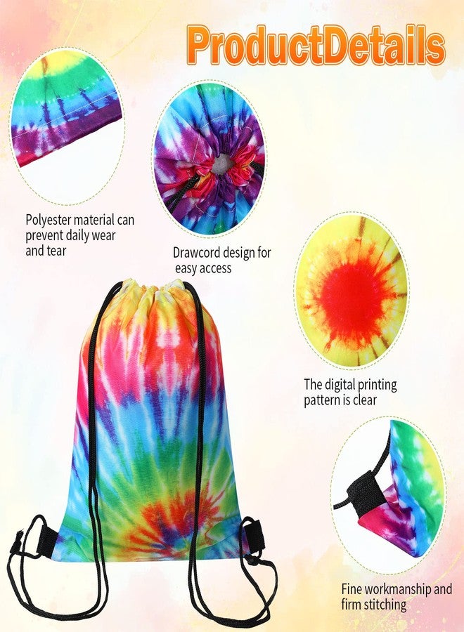 Shappy Tie Dye Party Favor Bags Drawstring Birthday Gift Bag Candy Goodie Treat Bag Colorful Snacks Bag - Image 3